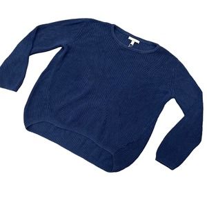 Banana Republic Women's Crew Neck Chunky Knit Cotton Sweater Navy Size M
